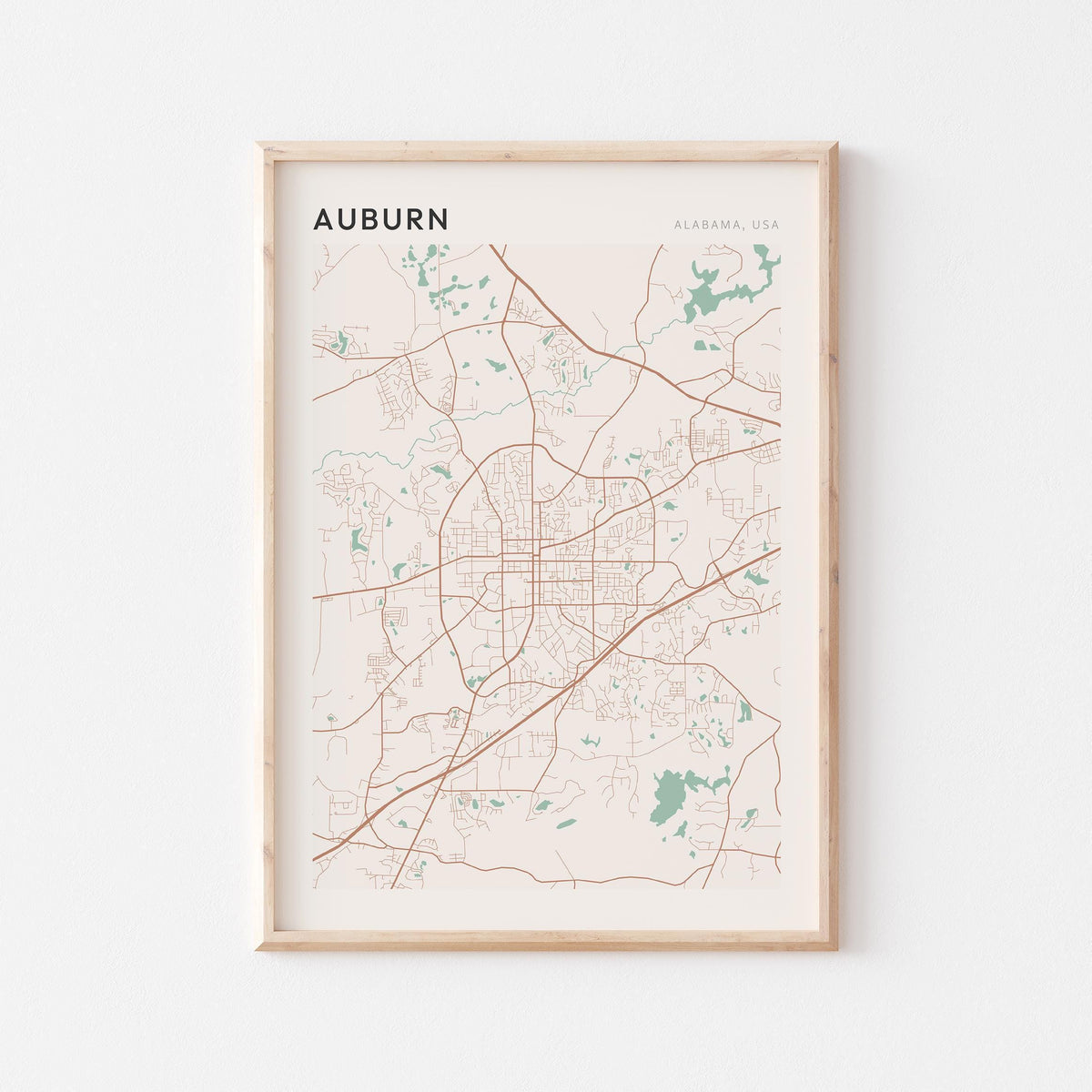 auburn, alabama map poster - image 1