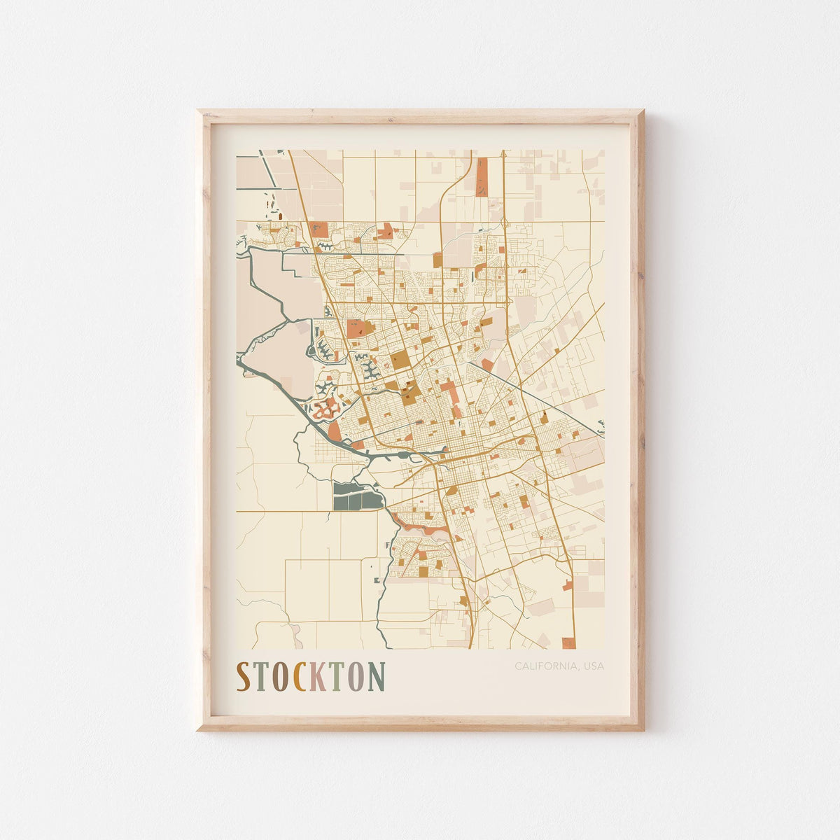 stockton, california map poster - image 1