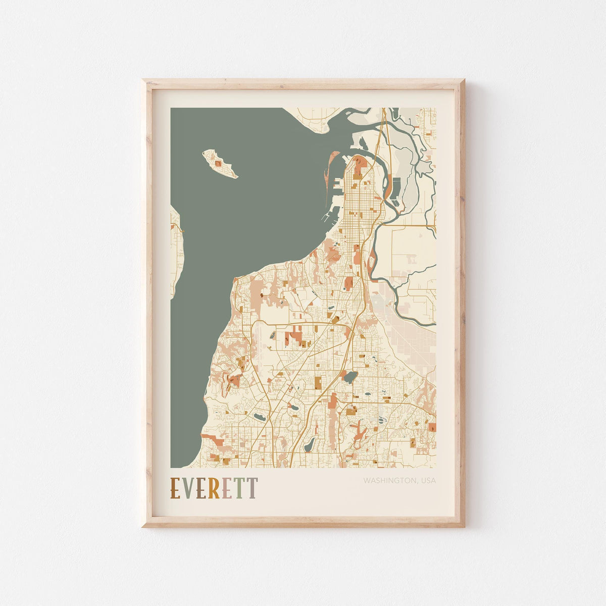 everett, washington map poster - image 1
