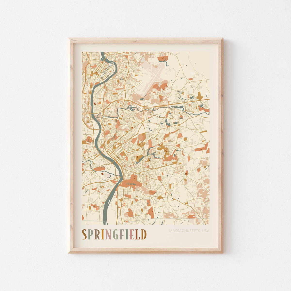 springfield, massachusetts map poster - image 1