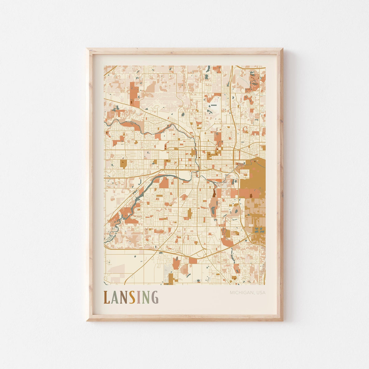 lansing, michigan map poster - image 1