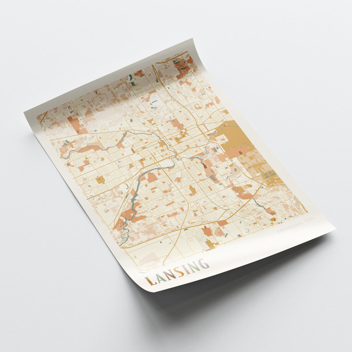 lansing, michigan map poster - image 4