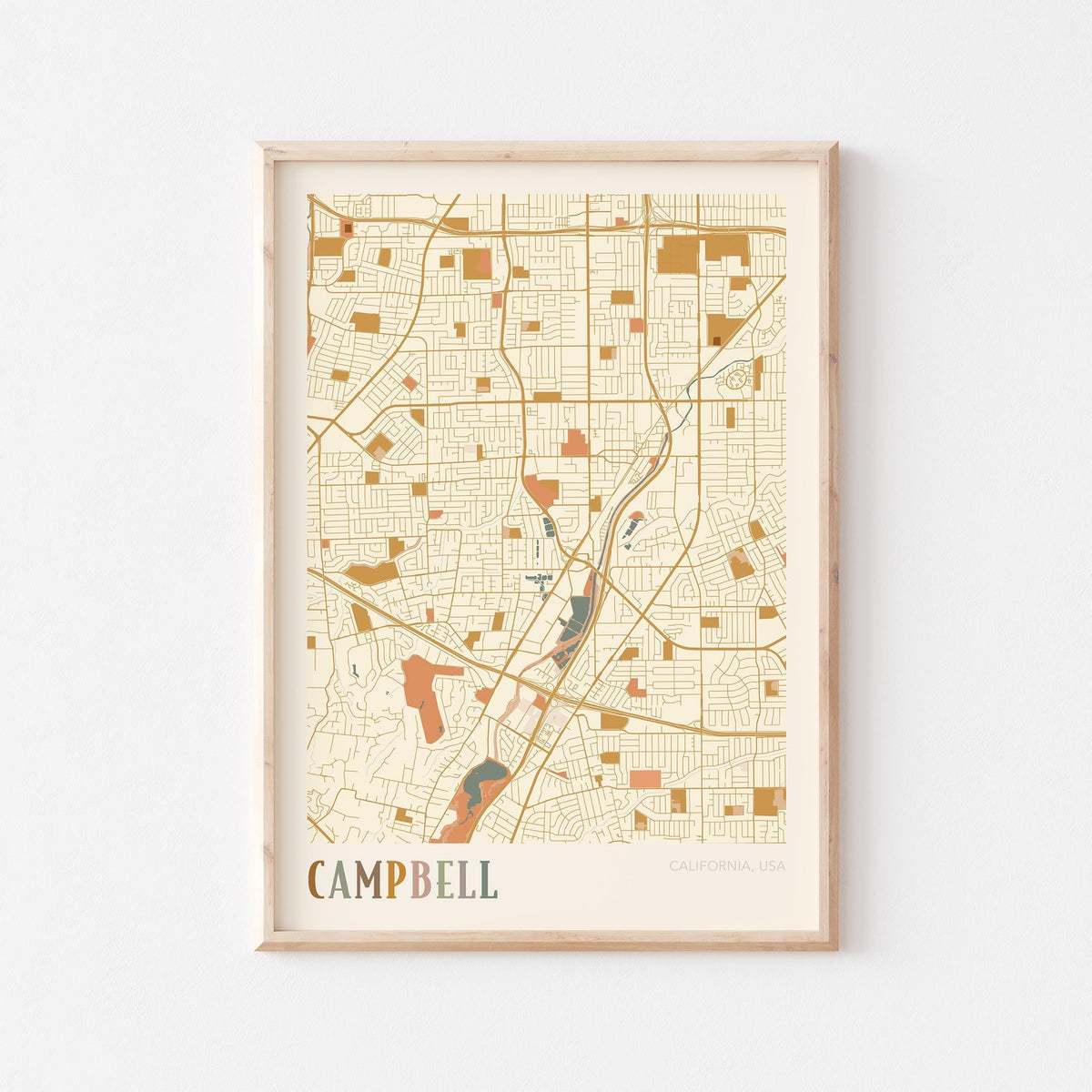 campbell, california map poster - image 1