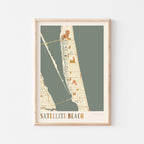 satellite beach, florida map poster - image 1