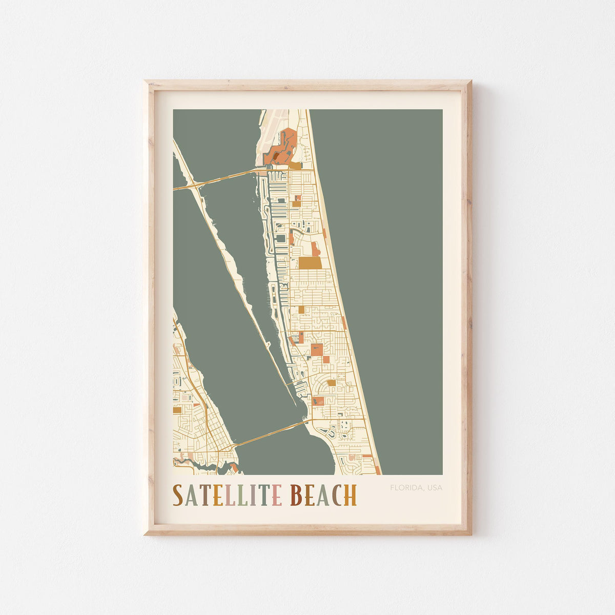 satellite beach, florida map poster - image 1