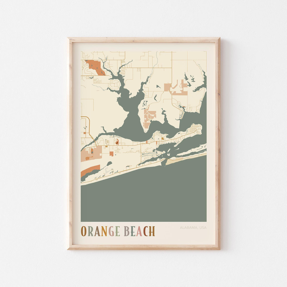 orange beach, alabama map poster - image 1