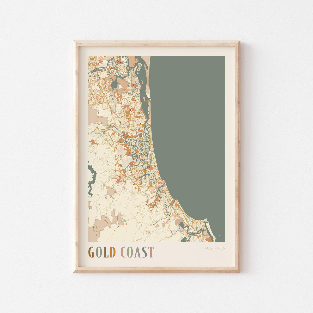 gold coast, australia map poster - image 1