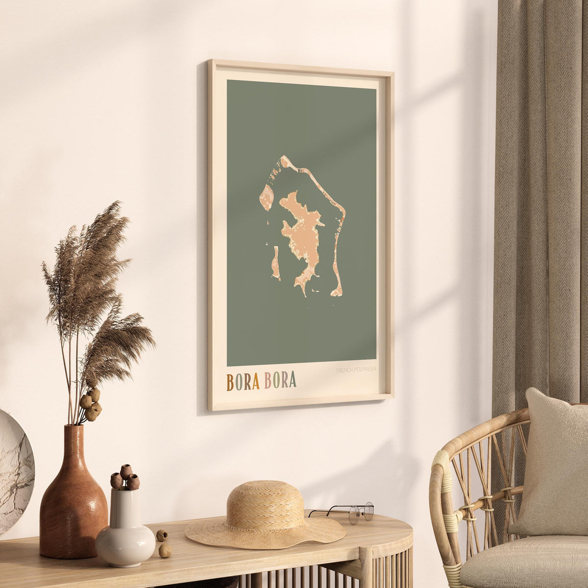 bora bora, french polynesia map poster - image 2