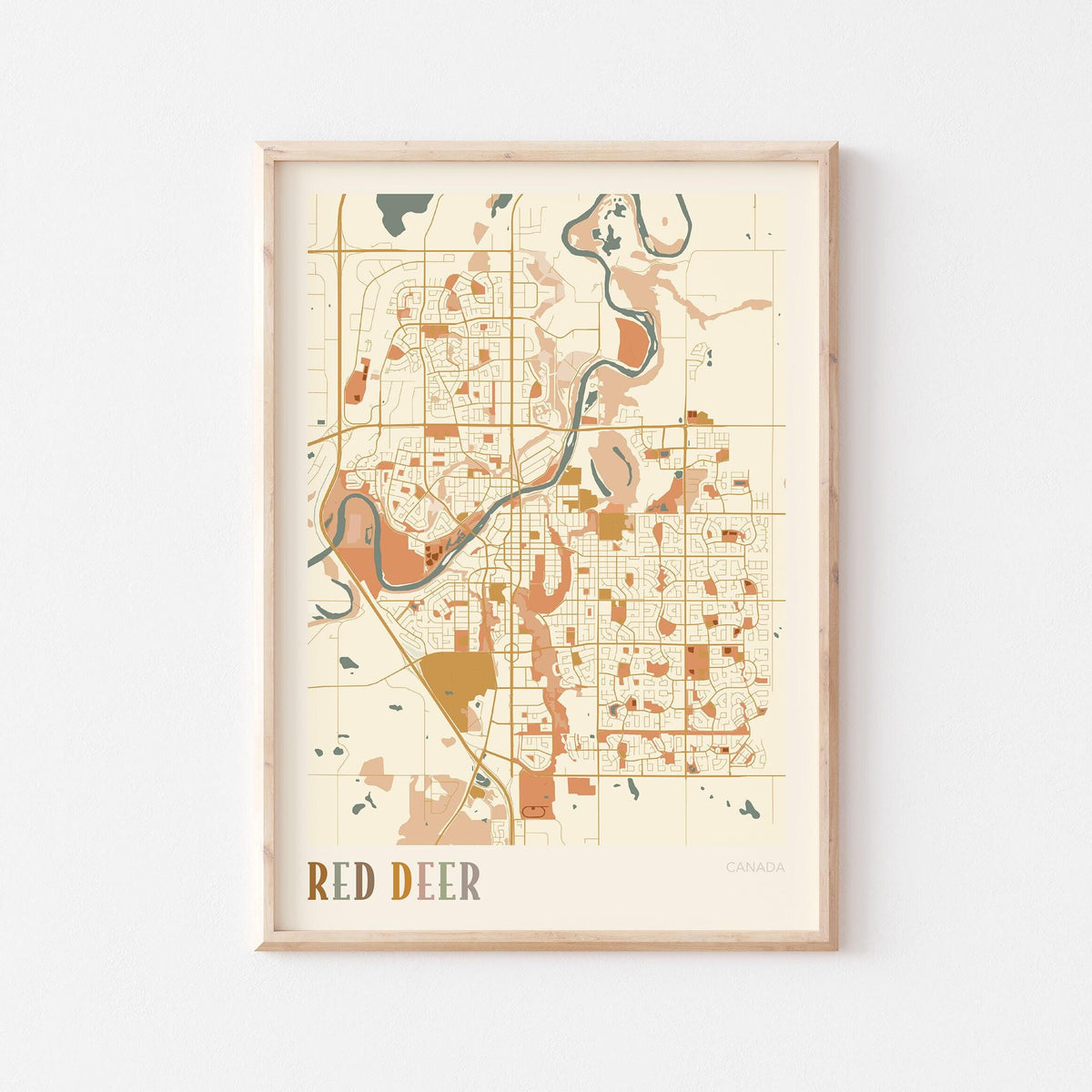 red deer, alberta map poster - image 1