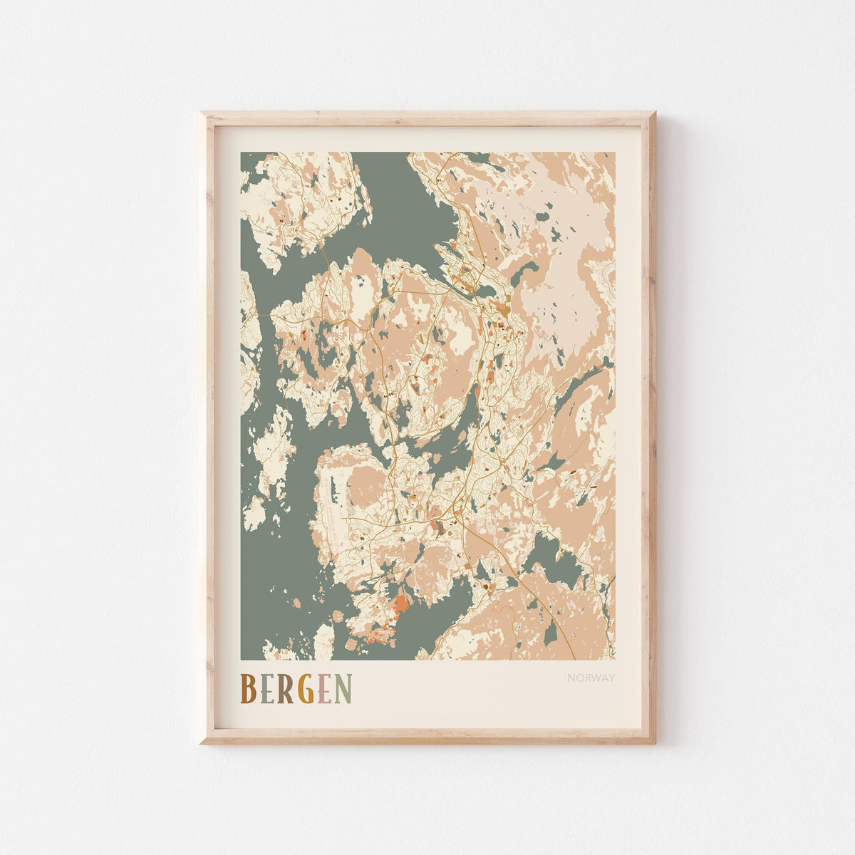 bergen norway map poster - image 1