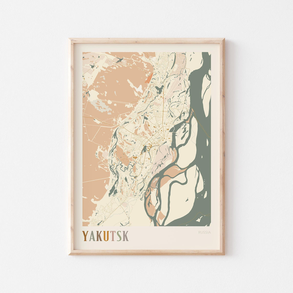 yakutsk russia map poster - image 1