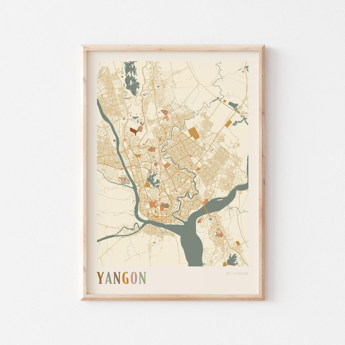 yangon, myanmar map poster - image 1