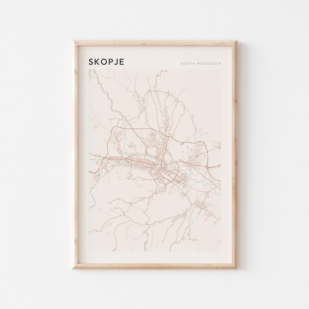 skopje north macedonia map poster - image 1
