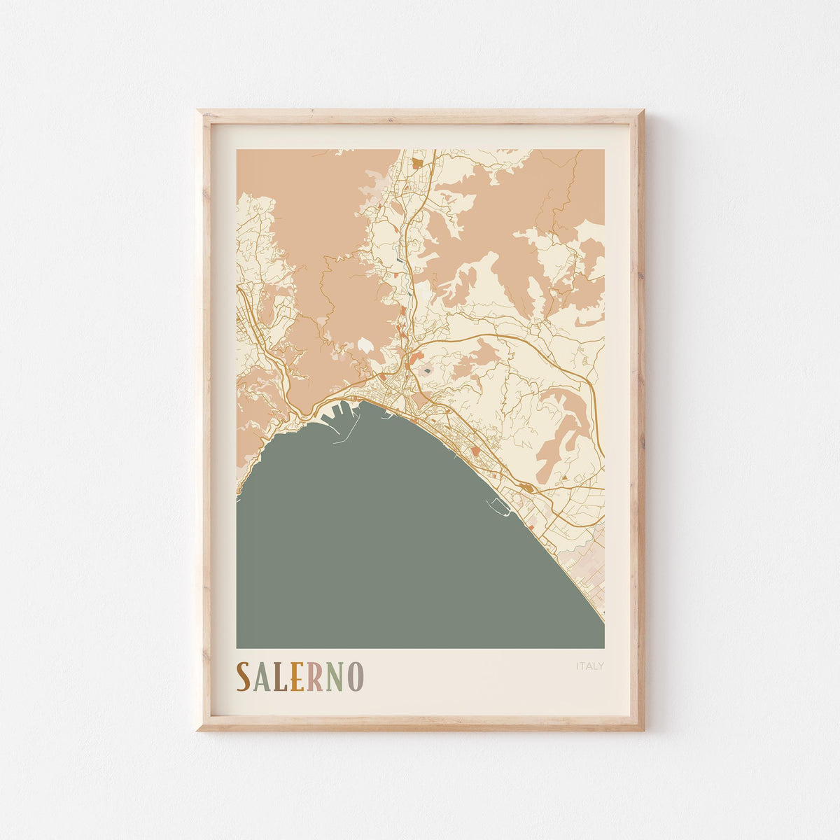 salerno italy map poster - image 1