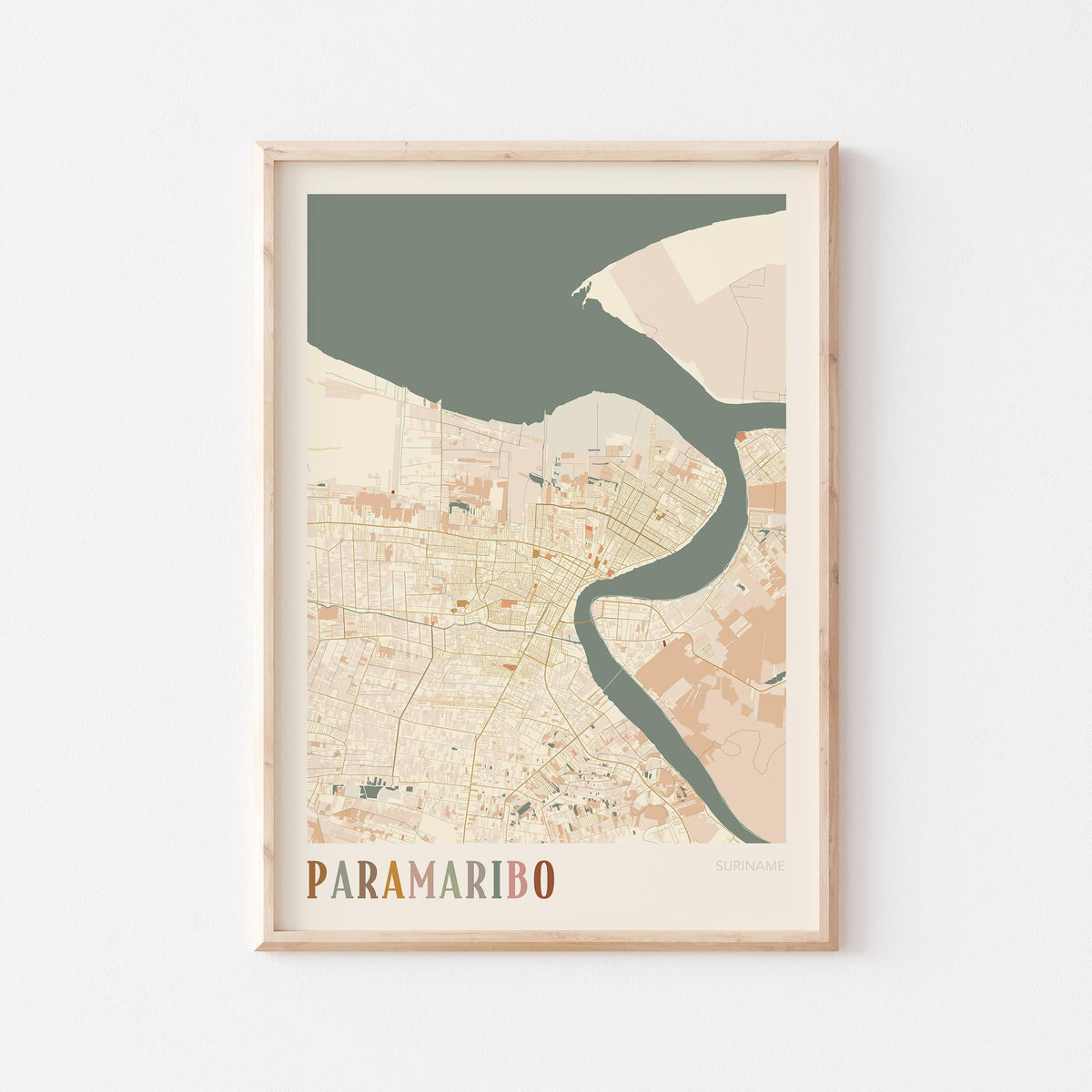 paramaribo, suriname map poster - image 1