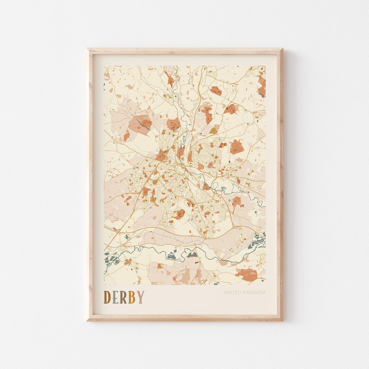 derby, united kingdom map poster - image 1