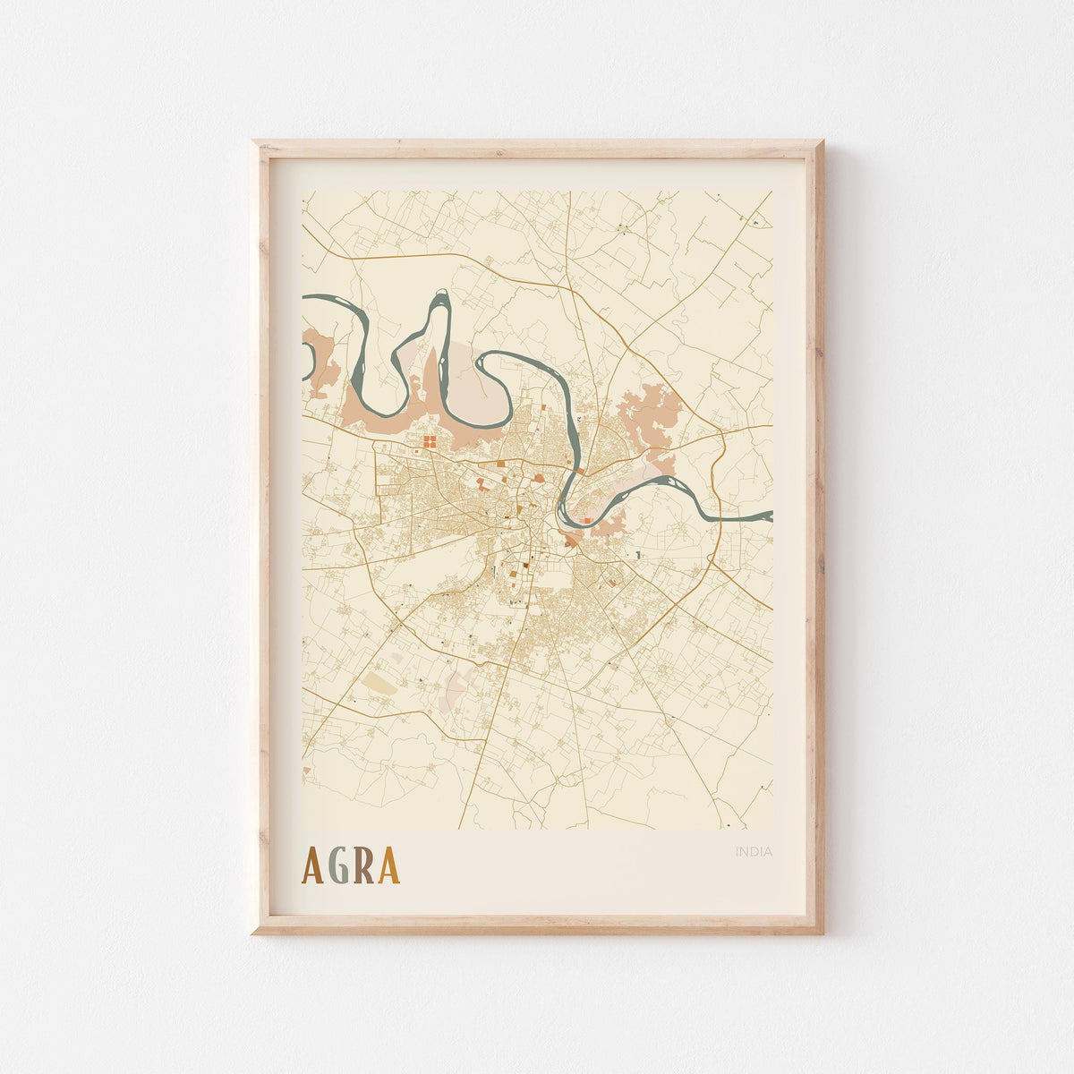 agra, india map poster - image 1