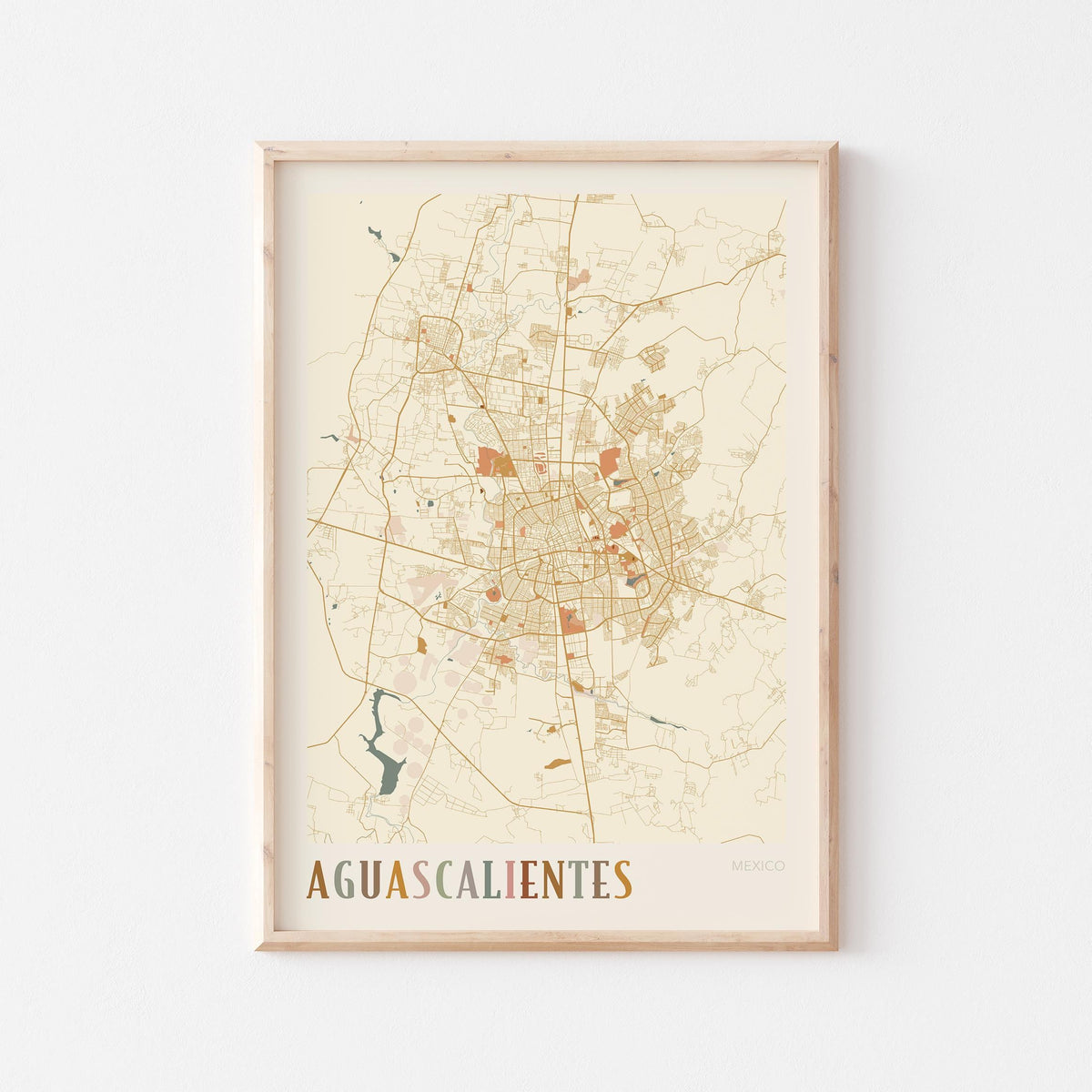 aguascalientes, mexico map poster - image 1