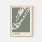 san pedro, belize map poster - image 1