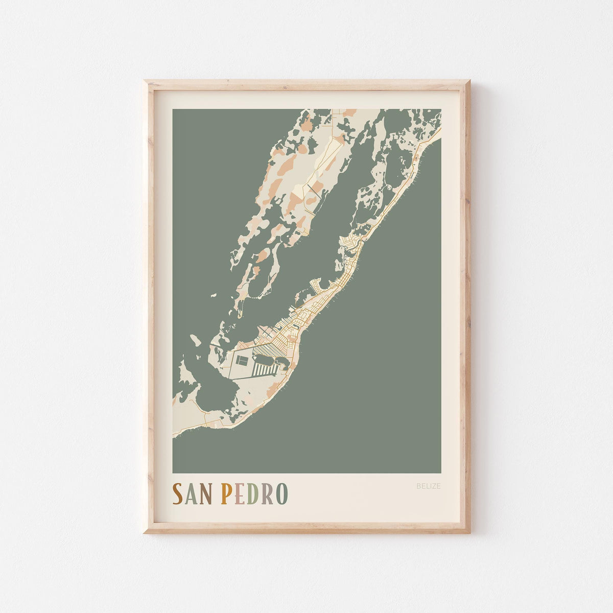 san pedro, belize map poster - image 1