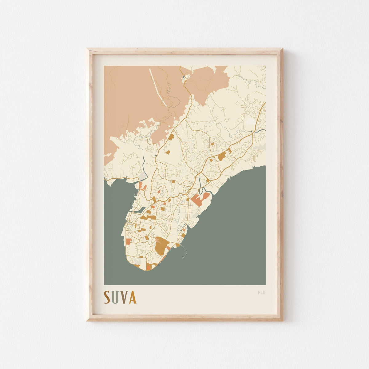 suva, fiji map poster - image 1