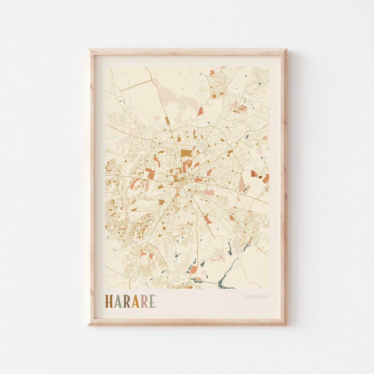 harare, zimbabwe map poster - image 1