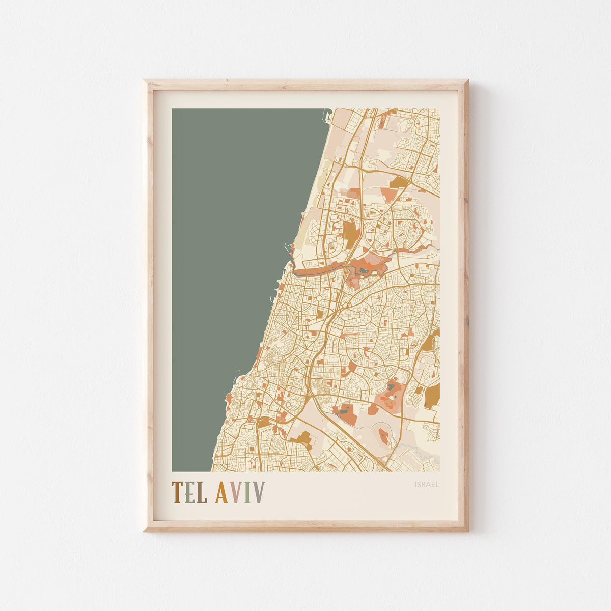 tel aviv, israel map poster - image 1