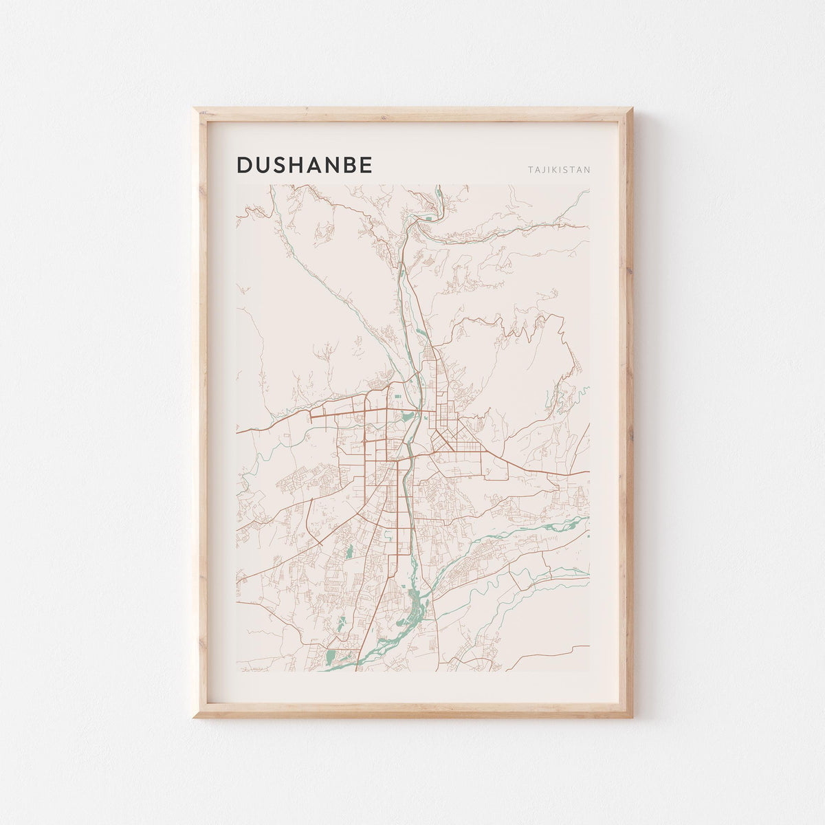dushanbe, tajikistan map poster - image 1