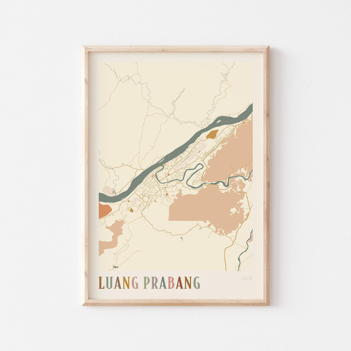 luang prabang, laos map poster - image 1