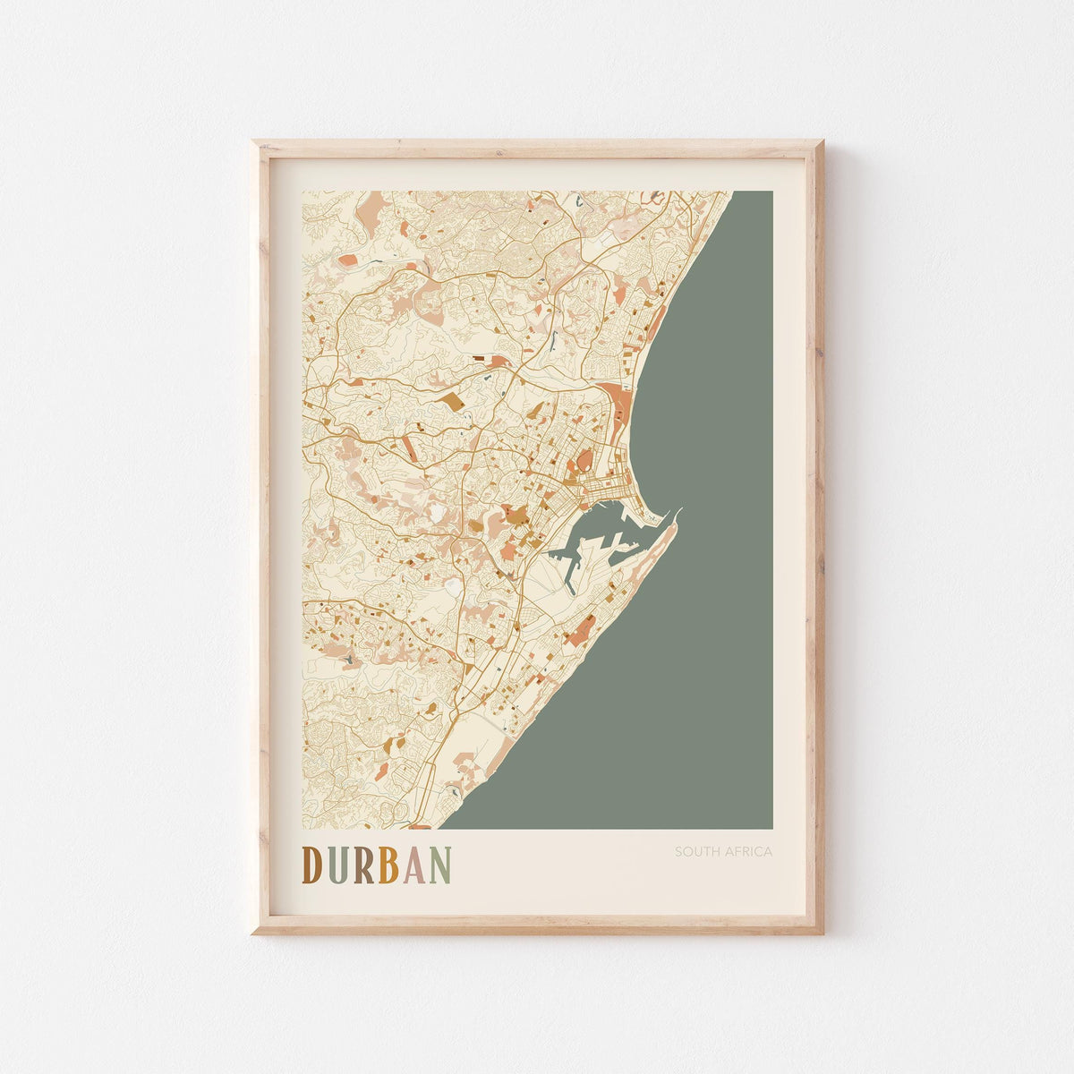 durban, south africa map poster - image 1