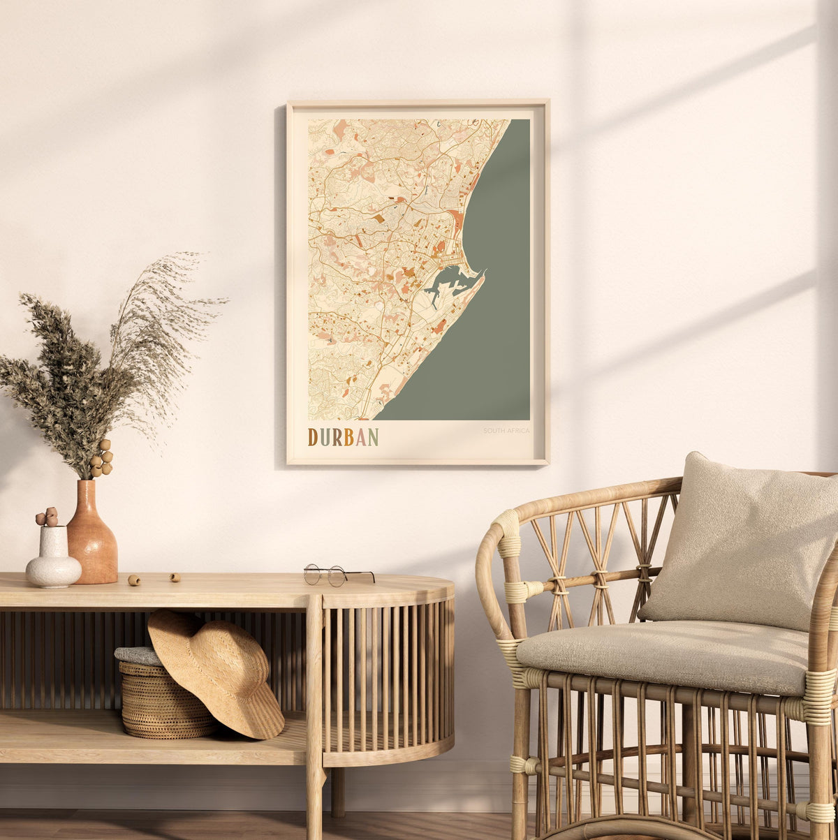 durban, south africa map poster - image 3