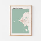 preah sihanouk, cambodia map poster - image 1