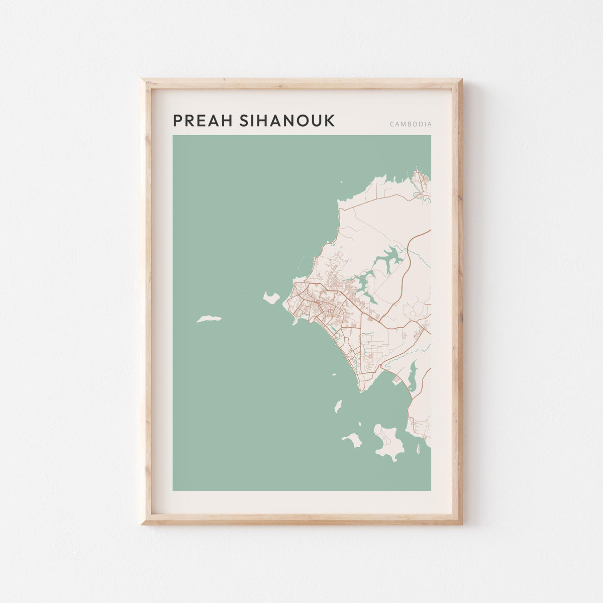 preah sihanouk, cambodia map poster - image 1