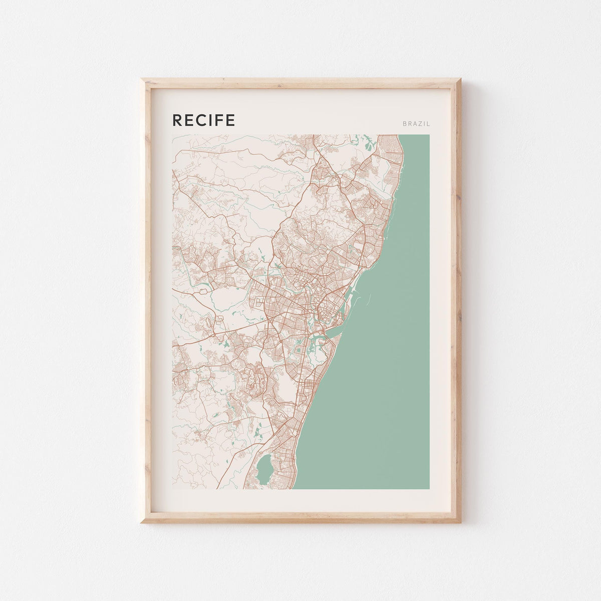 recife, brazil map poster - image 1
