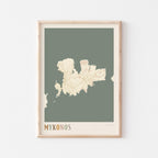 mykonos greece map poster - image 1