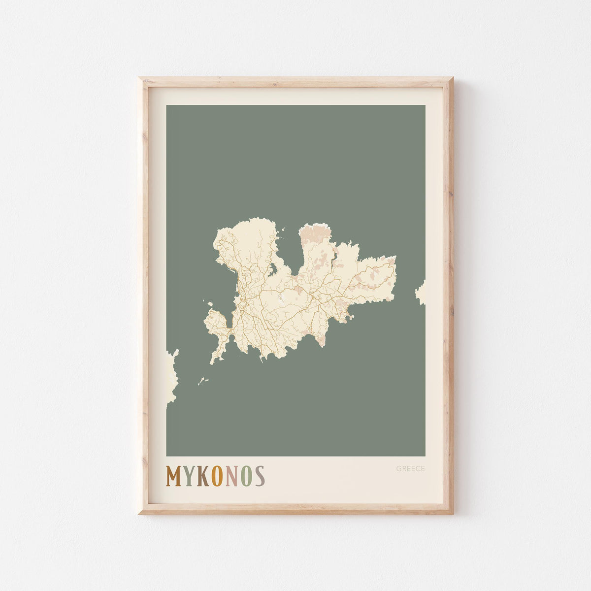 mykonos greece map poster - image 1