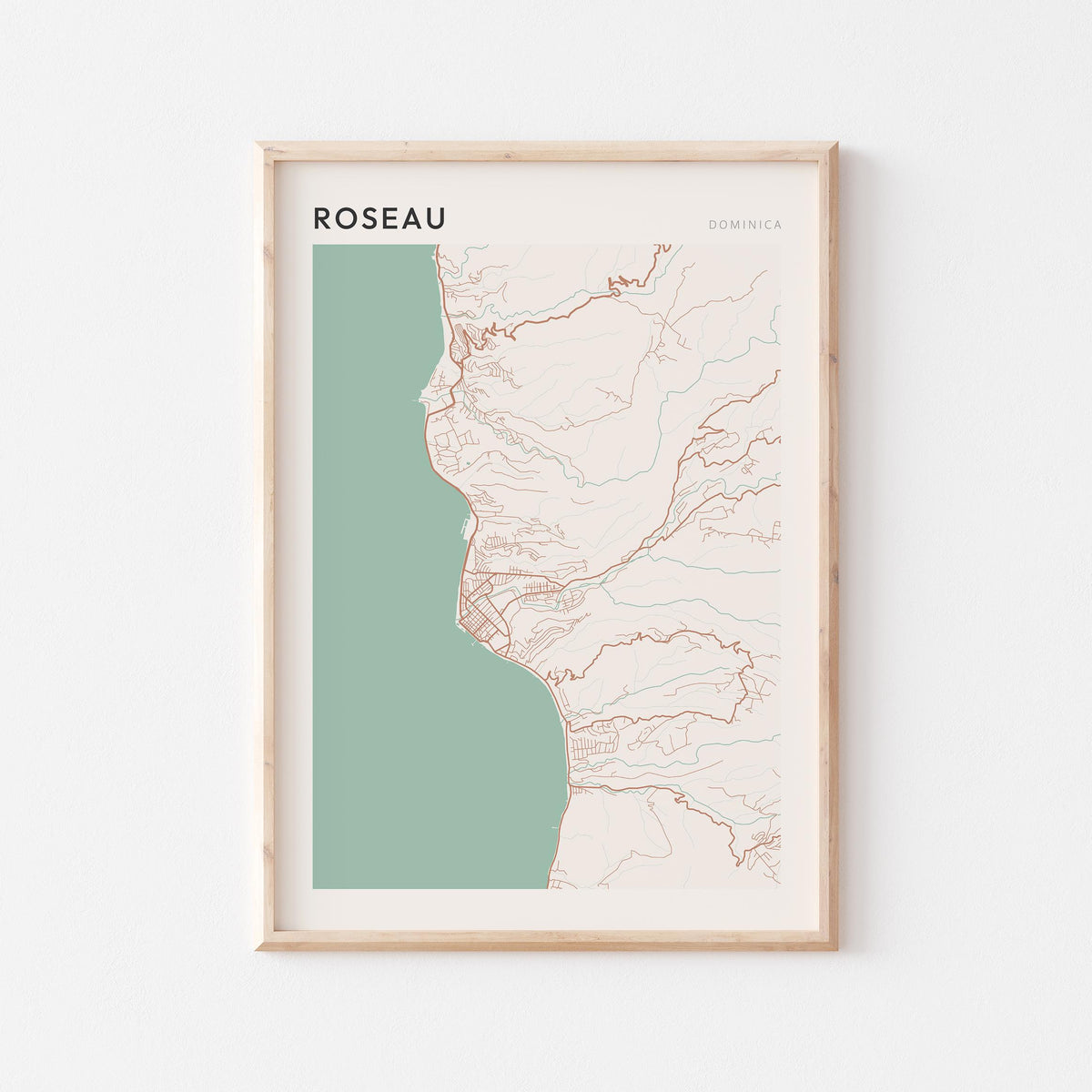 roseau, dominica map poster - image 1