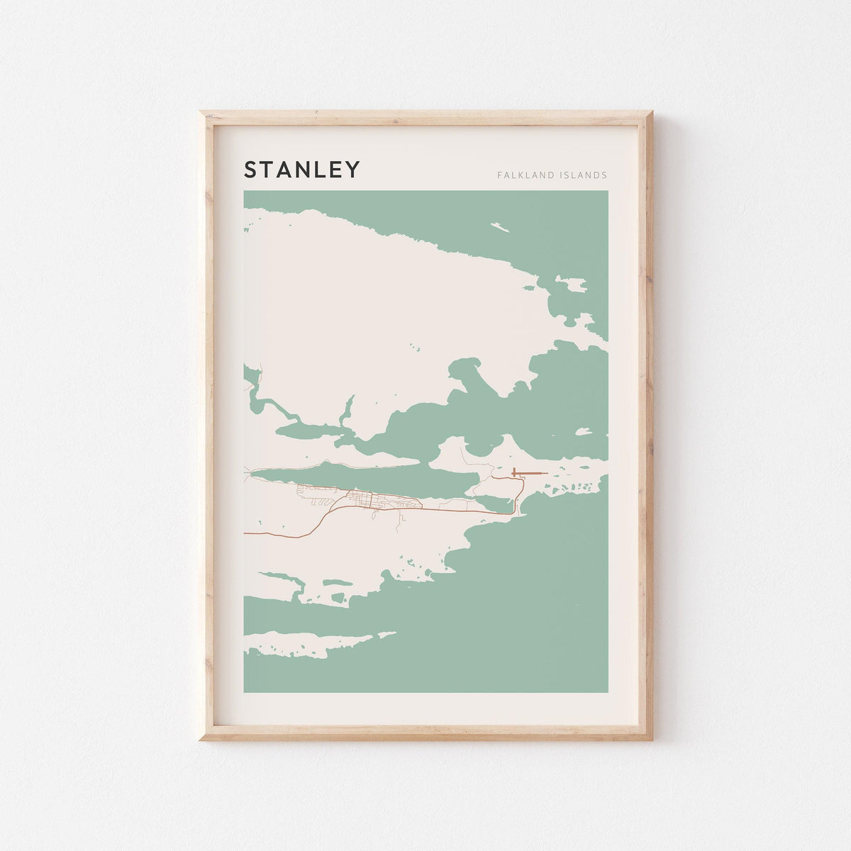 stanley, falkland islands map poster - image 1