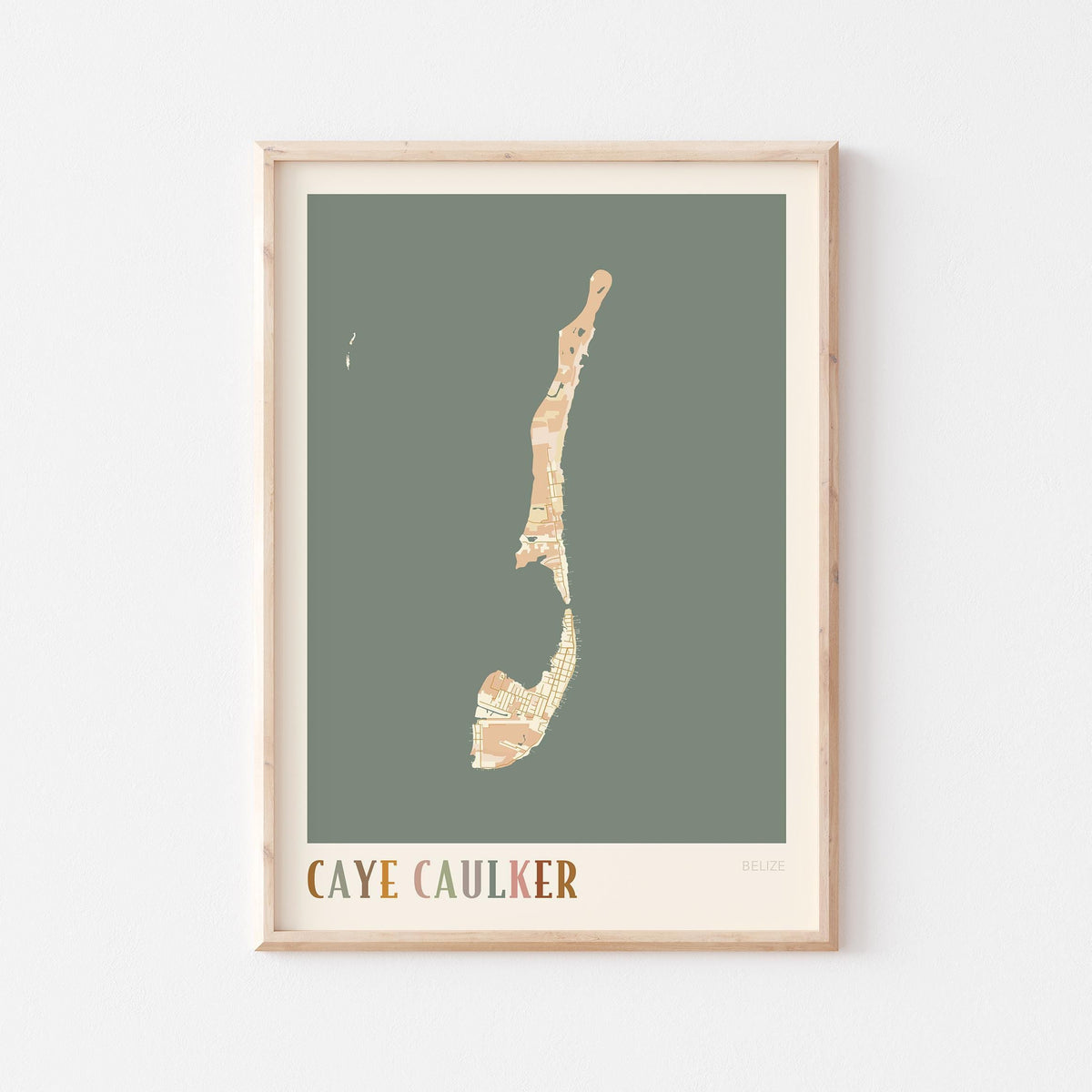 caye caulker, belize map poster - image 1