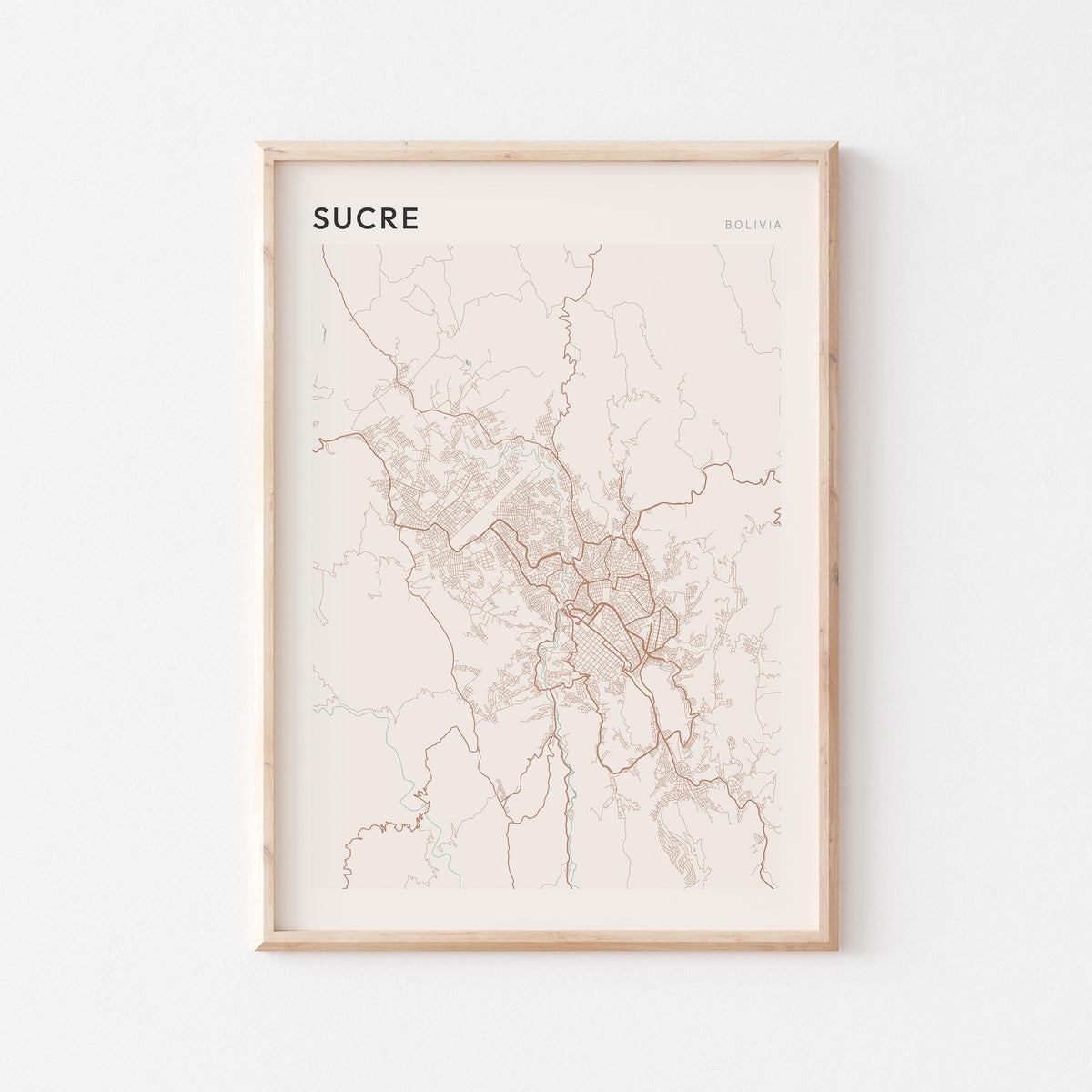 sucre, bolivia map poster - image 1