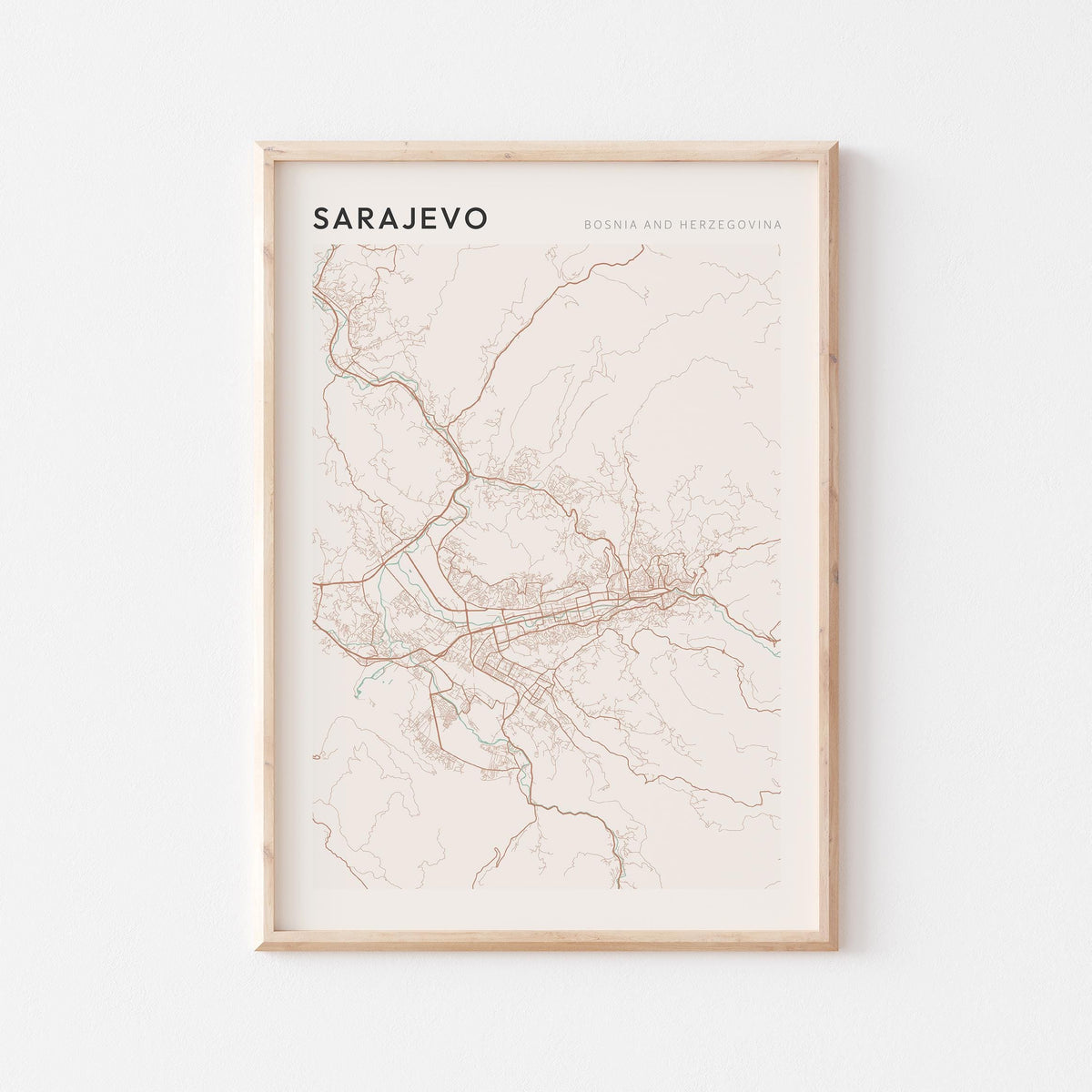 sarajevo bosnia and herzegovina map poster - image 1