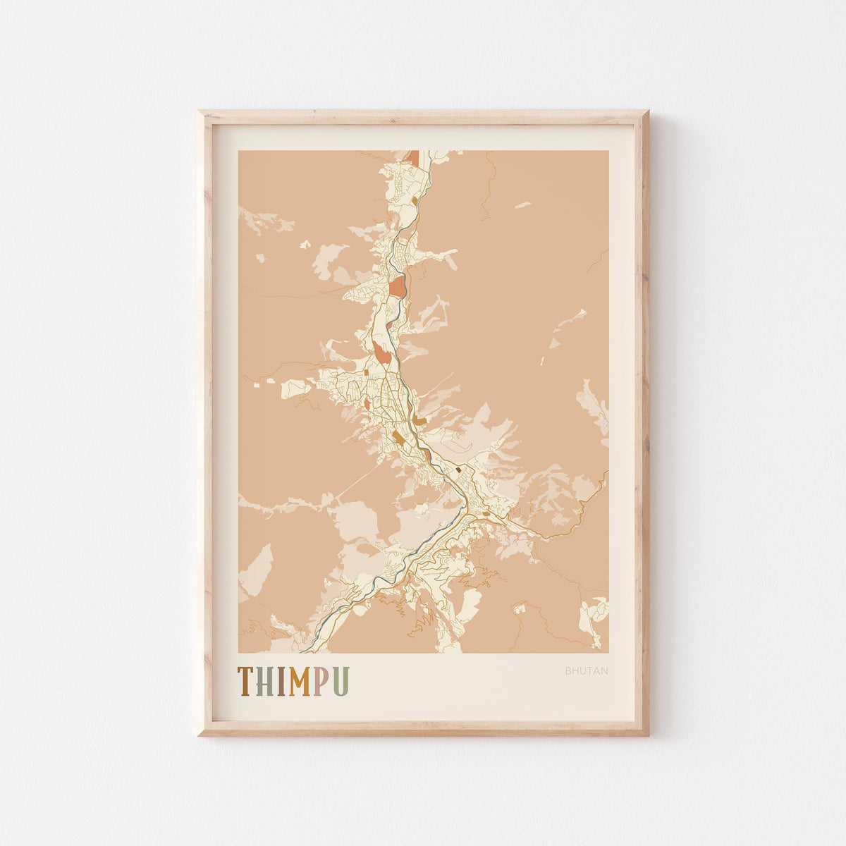 thimpu, bhutan map poster - image 1