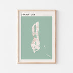 grand turk, turks and caicos map poster - image 1