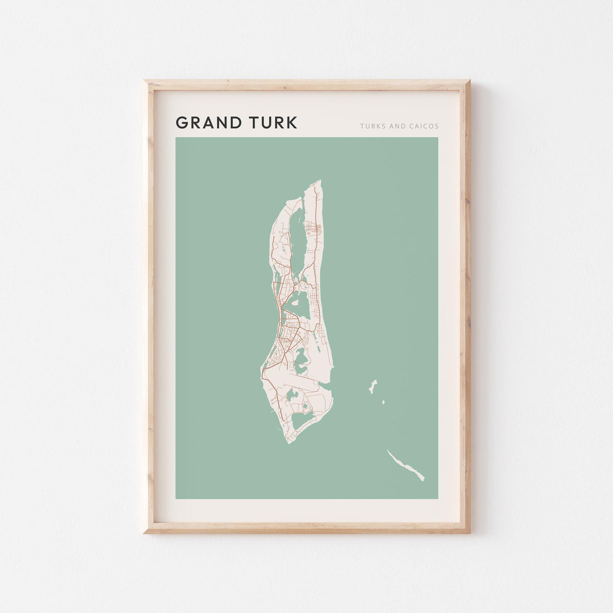 grand turk, turks and caicos map poster - image 1