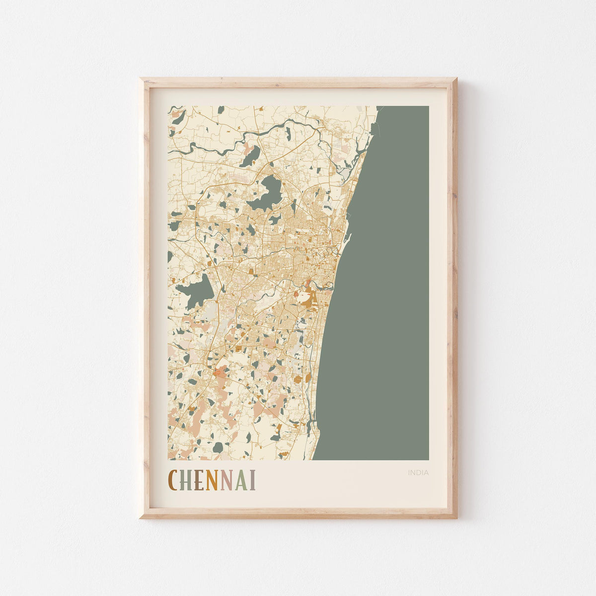 chennai, india map poster - image 1