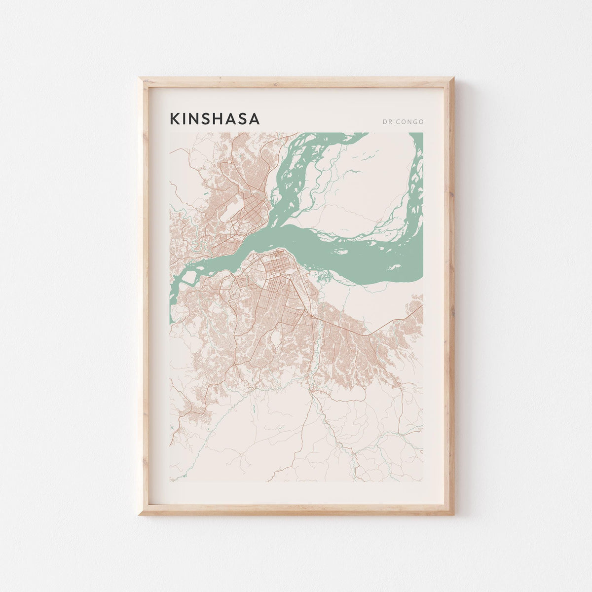 kinshasa, democratic republic of the congo map poster - image 1