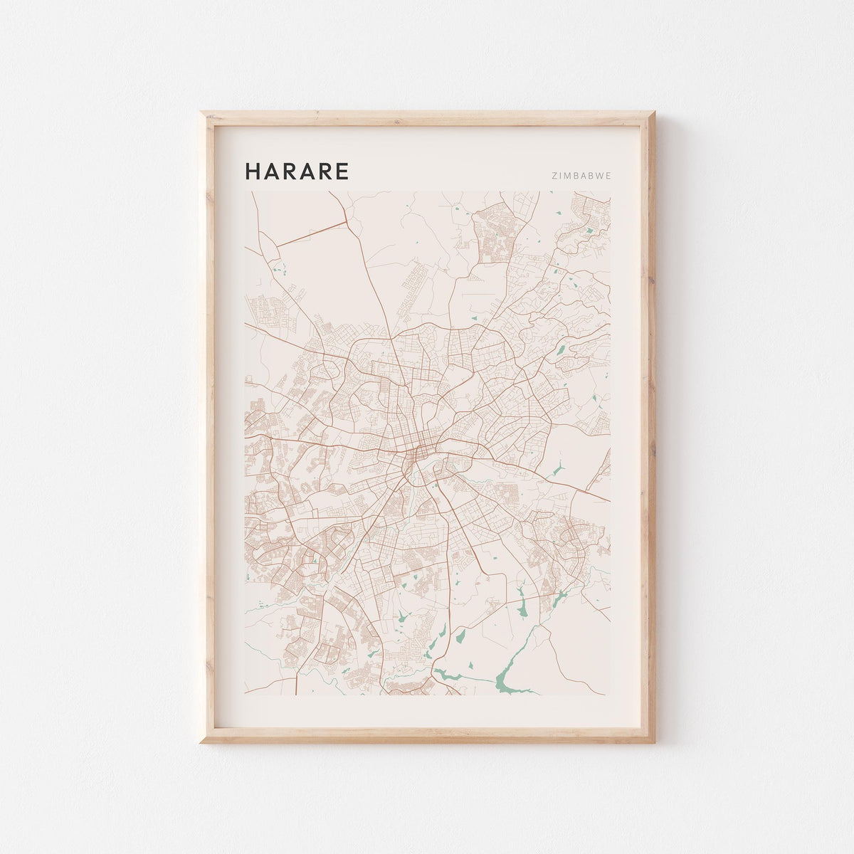 harare, zimbabwe map poster - image 1