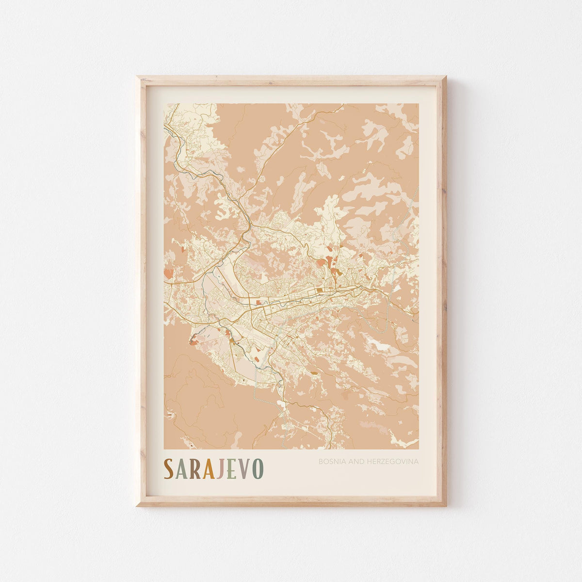 sarajevo bosnia and herzegovina map poster - image 1