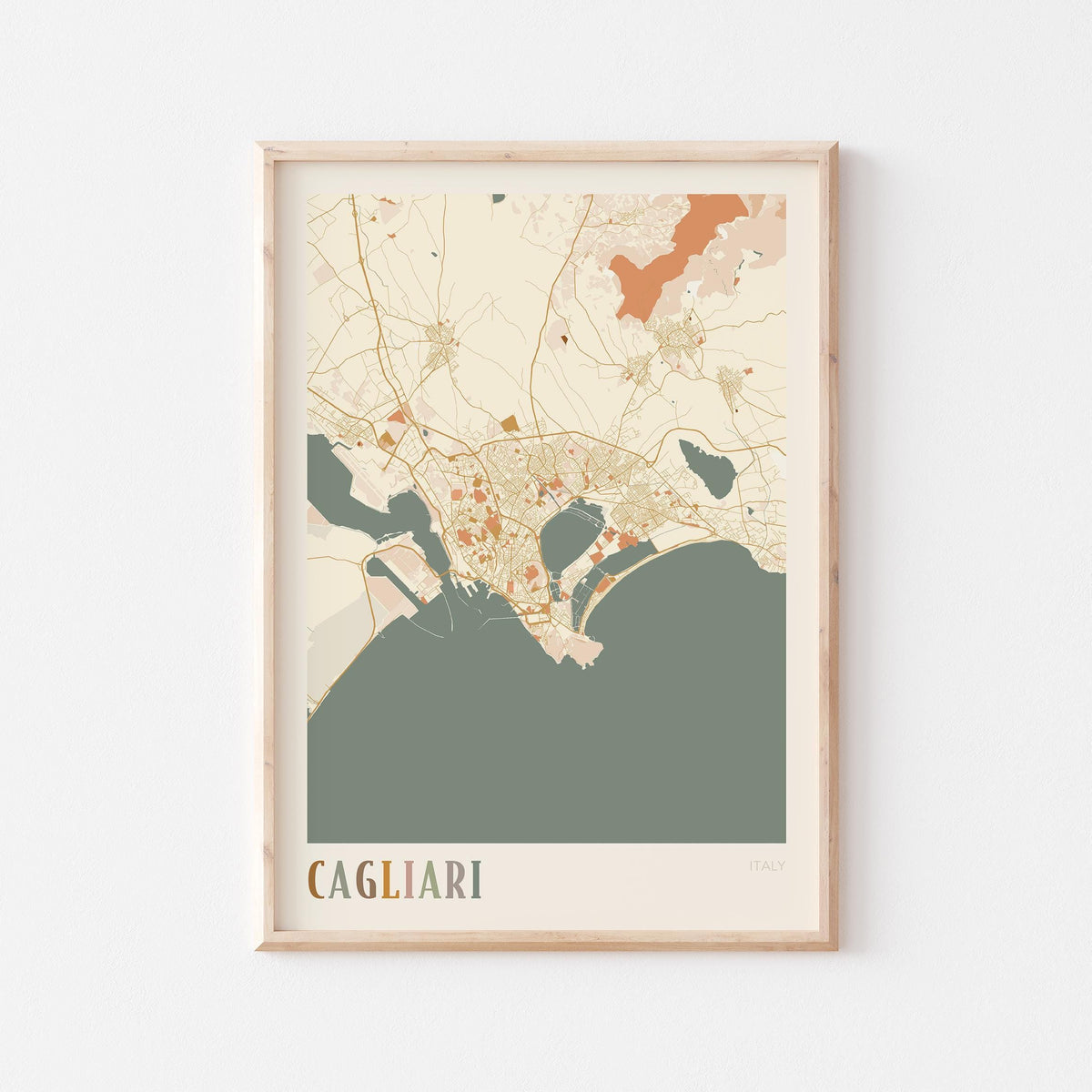 cagliari italy map poster - image 1