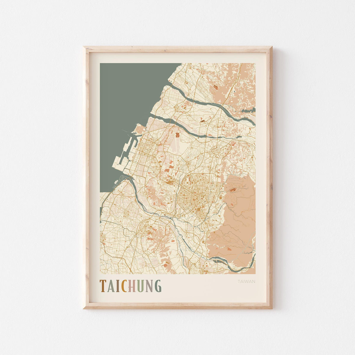 taichung, taiwan map poster - image 1